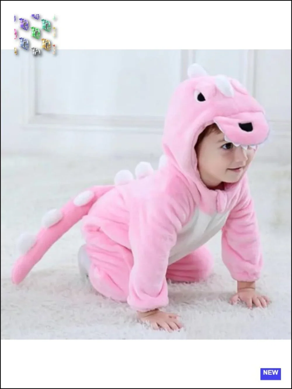 Toddler Dinosaur Costume Romper, Flannel Hooded Zipper Jumpsuit for Halloween